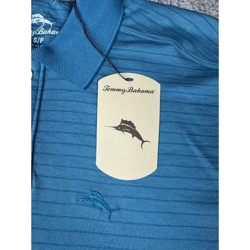 Tommy Bahama Men's S Paradiso Polo Shirt Mosaic Blue Striped NWT $99.50 - Picture 3 of 13